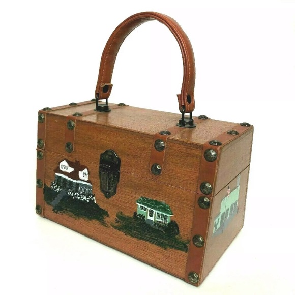 Vintage Roger Van S Hand Painted Wooden Handbag - Picture 3 of 8